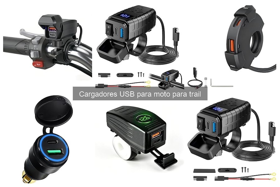 Cargadores USB resistentes al agua para moto trail