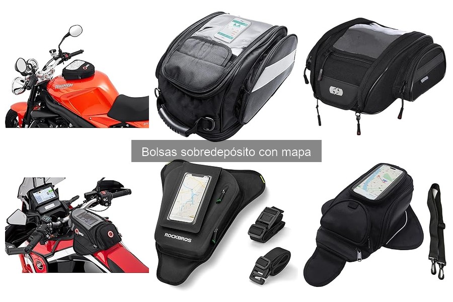 Usos creativos de las bolsas sobredepósito con mapa en motos